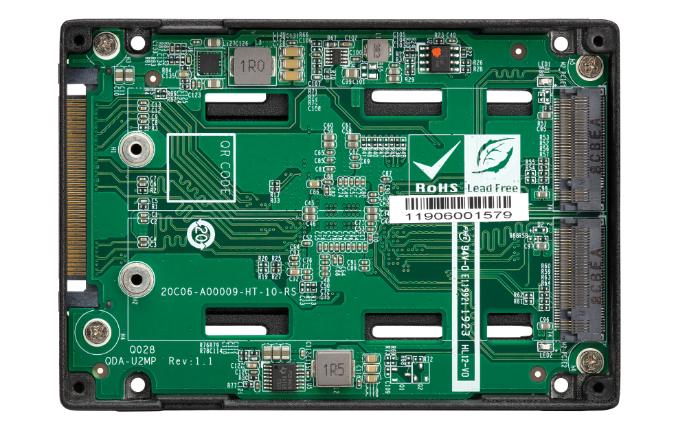 (NEW VENDOR) QNAP QDA-U2MP U.2 PCIe NVMe Gen3 x4 to Dual M.2 2280 PCIe NVMe Gen3 x4 Adapter