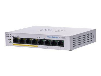 (NEW VENDOR) CISCO CBS110-8PP-D-UK CBS110 Unmanaged 8-port GE, Partial PoE, Desktop, Ext PSU - C2 Computer